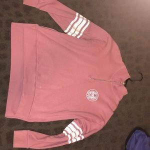 Pink brand sweatshirt. Great condition. White stripes on the arms and pink logo